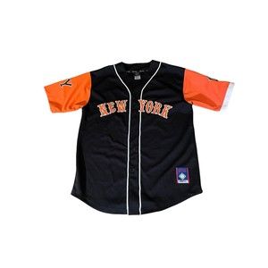 Boom X Sports Baseball New York Jersey Embroidered Black And Orange Size L